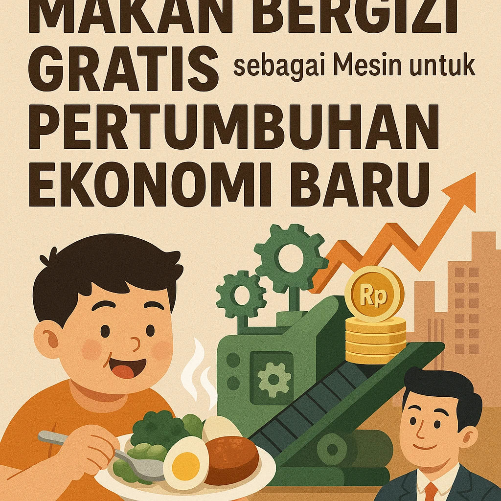 Ilustrasi ini menunjukkan program Makan Bergizi Gratis (MBG) pemerintahan Prabowo–Gibran sebagai penggerak baru ekonomi rakyat yang menghidupkan rantai pangan lokal.
Melalui penyediaan makanan bergizi bagi anak-anak, MBG memperkuat ketahanan pangan, kesehatan generasi, dan pertumbuhan ekonomi nasional dari akar rumput.